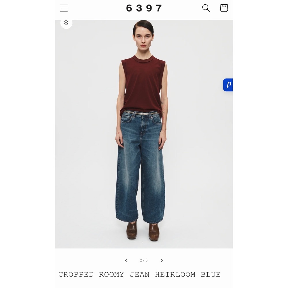 6397 Cropped Roomy Jean Heirloom Blue Wide Leg High Rise Denim Made in Italy